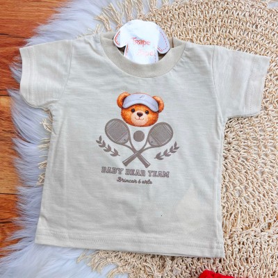  Conj. Camiseta Baby Bear Team e Bermuda - Vermelho 